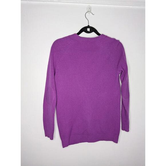 Wallace Sweater Cardigan Womens Medium Purple Merino Wool Elbow Patch Pockets - Picture 5 of 7